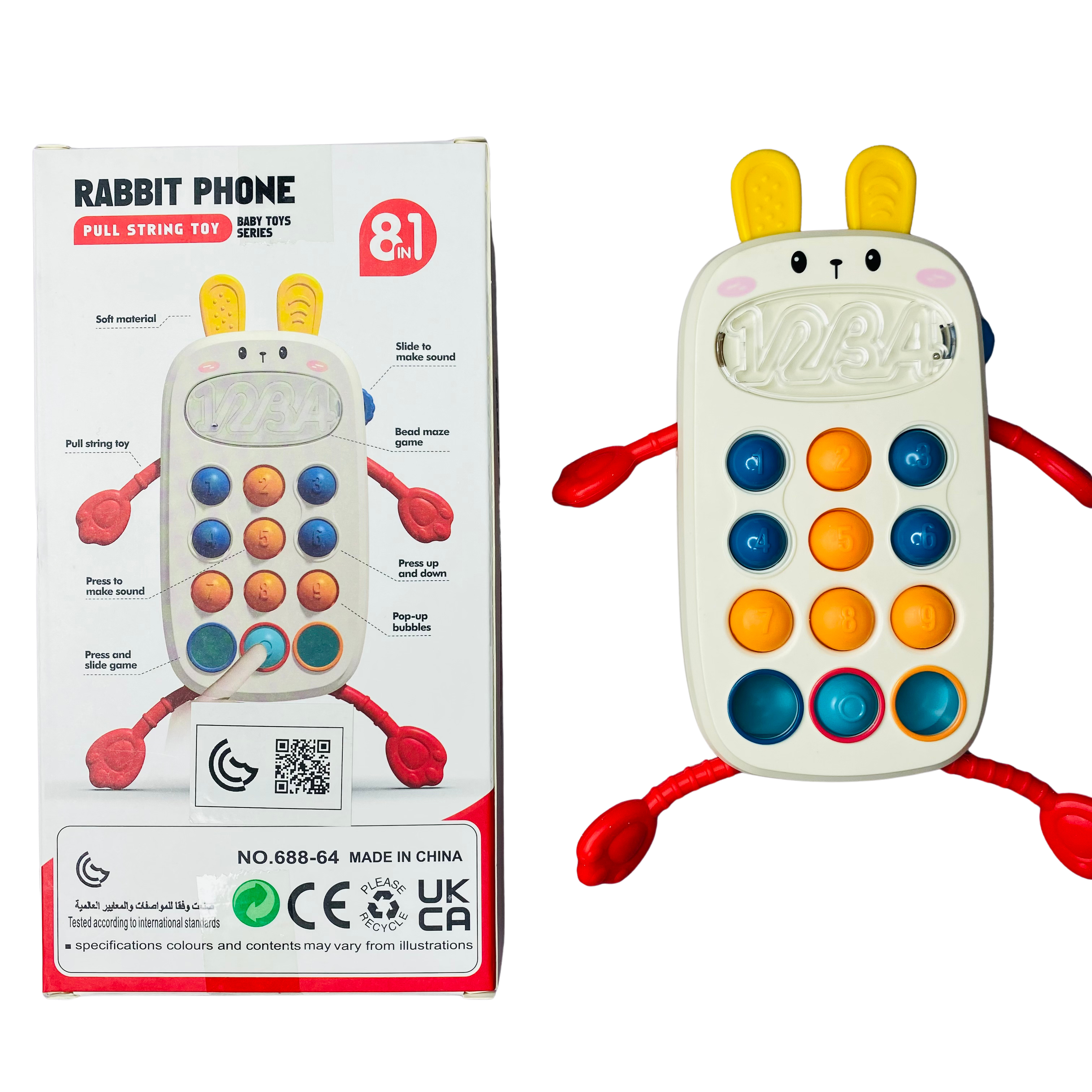 8in1 Rabbit Phone, Pull String Toy