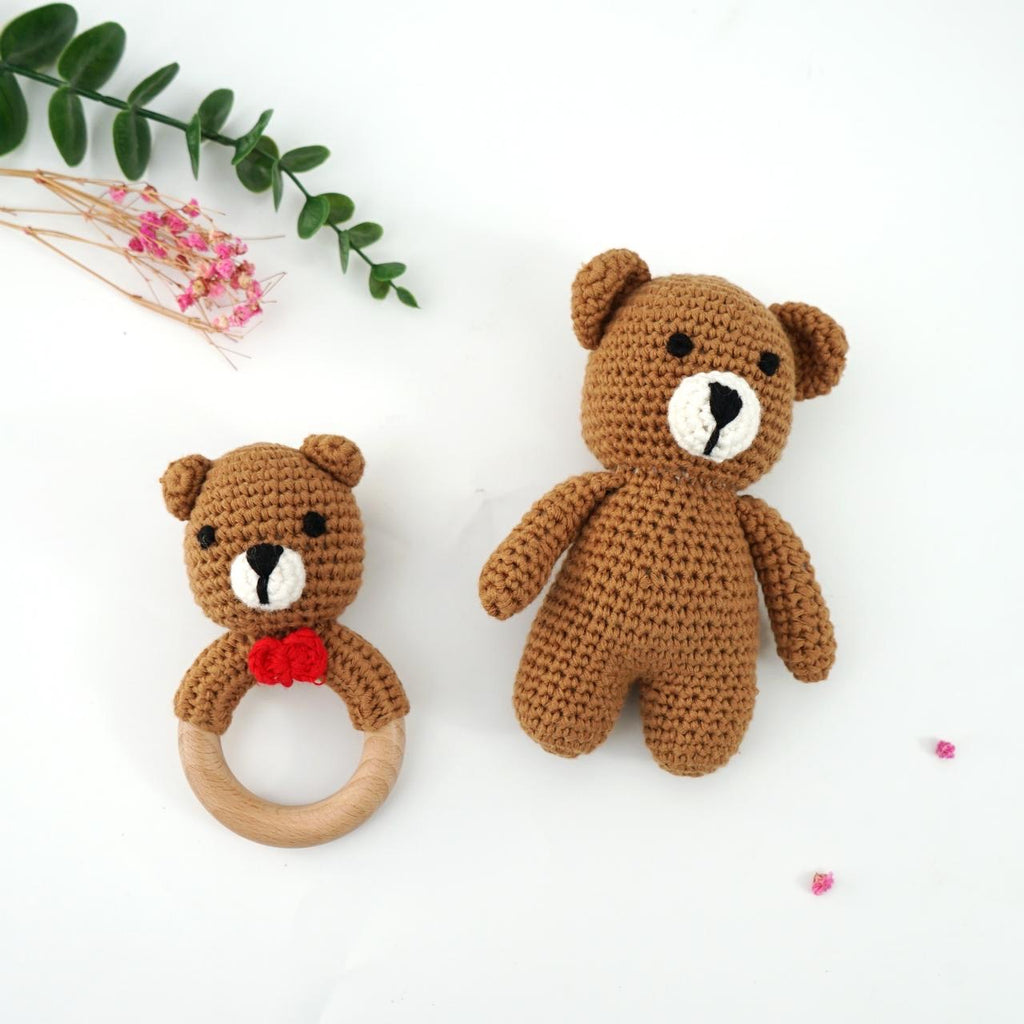Crochet Teddy 3-Piece Set | Handmade Baby Gift