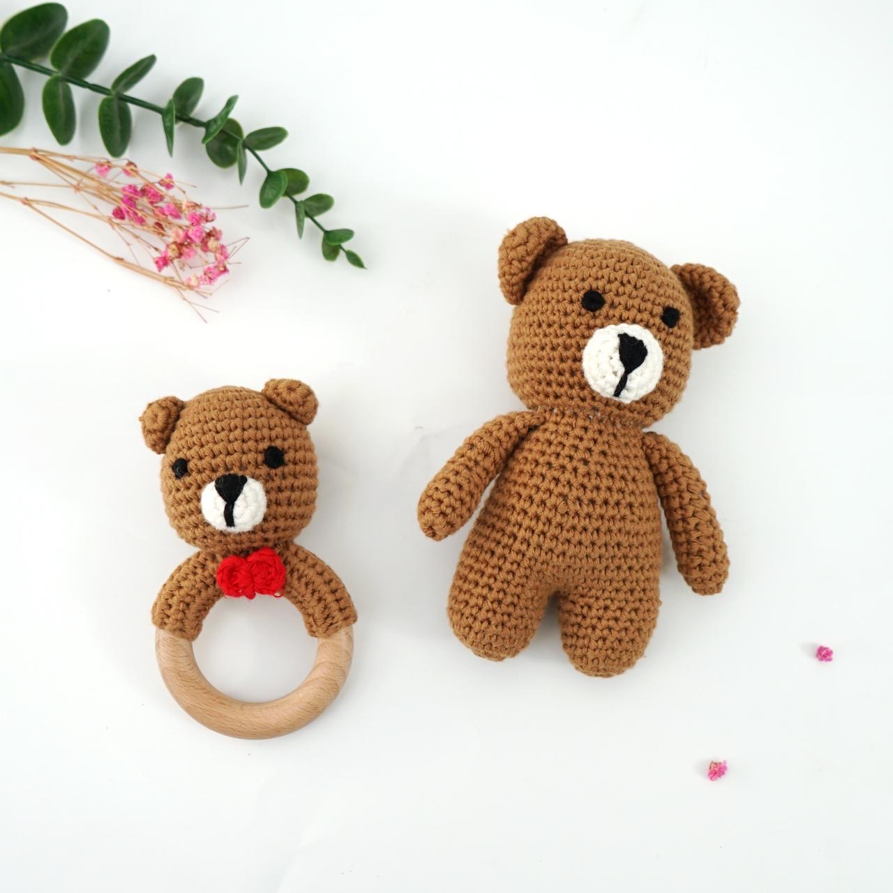 Crochet Teddy 3-Piece Set | Handmade Baby Gift